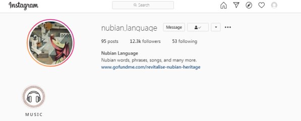 Nubian Language site on Instagram