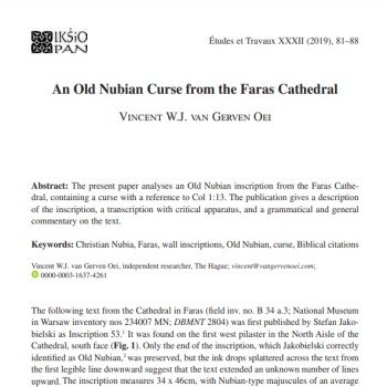 An Old Nubian Curse from the Faras Cathedral