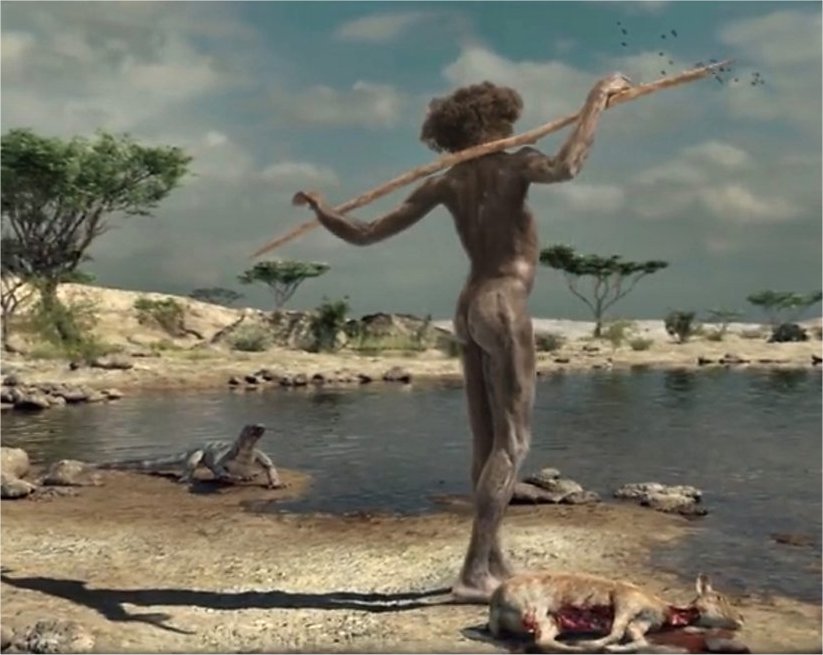 Ancient human with a spear