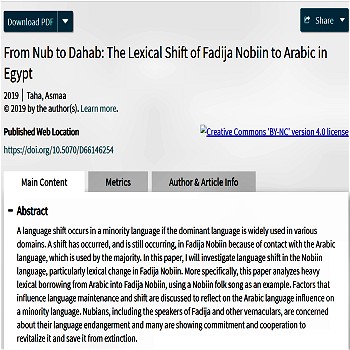 The Lexical Shift of Fadija Nobiin to Arabic