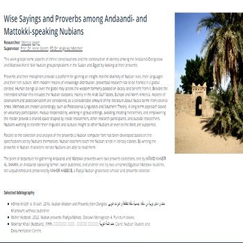 Wise Sayings and Proverbs among Andaandi- and Mattokki-speaking Nubians