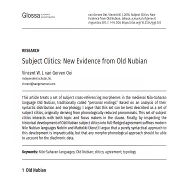 New Evidence from Old Nubian